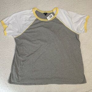 Torrid Gray and White Baseball T-Shirt with Yellow Accents